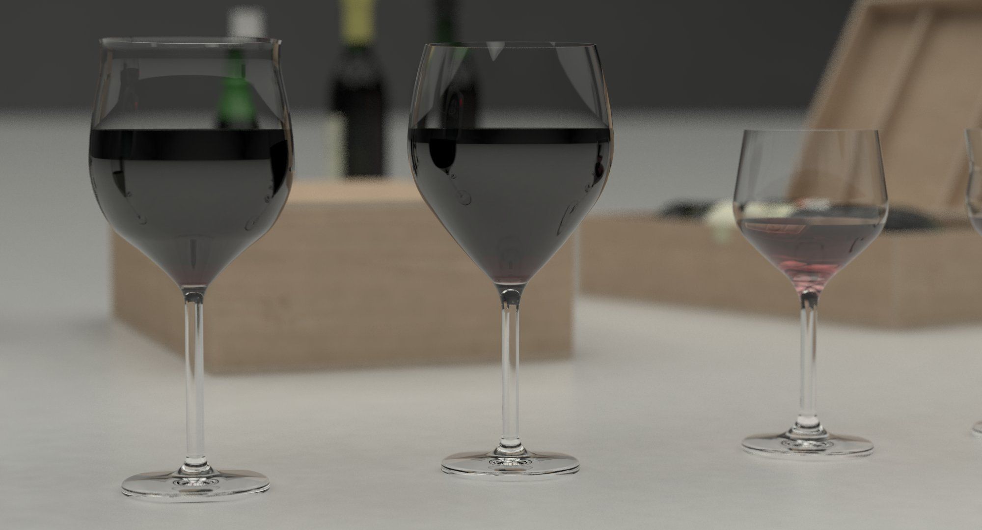 Wine set bottles in wooden box 3D model_5