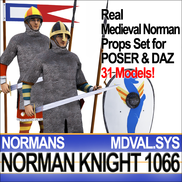 Medieval Knight Props Norman Breton 1066 Poser Daz 3D model_32