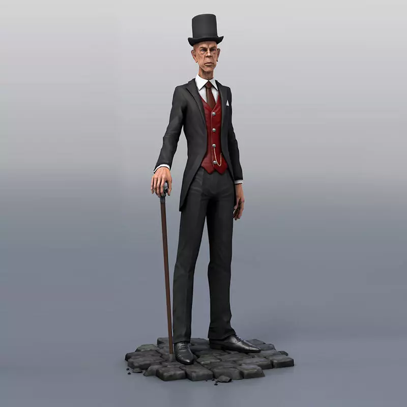 Evil male character Low-poly 3D model_0