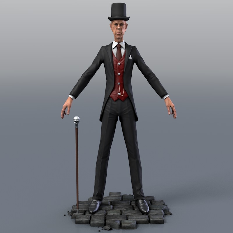 Evil male character Low-poly 3D model_3