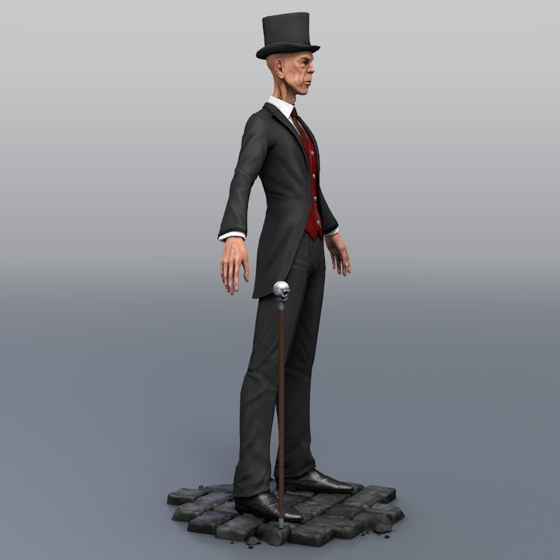 Evil male character Low-poly 3D model_5