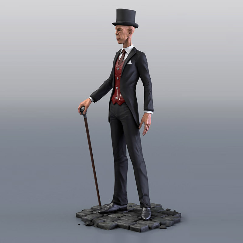 Evil male character Low-poly 3D model_2