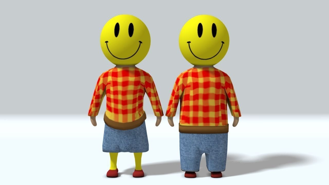 Toon Smiley Character Set Free low-poly 3D model