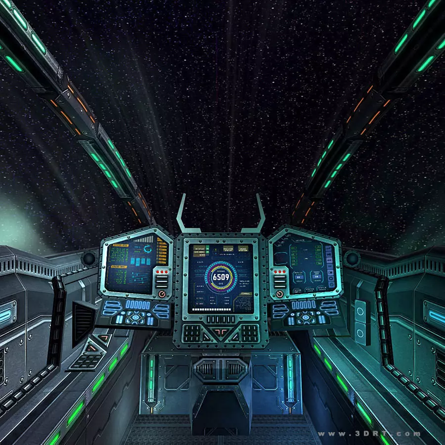 3DRT - Schi-Fi Spacecraft Cockpit 1 Low-poly 3D model_0
