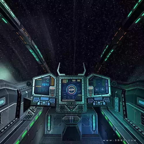 3DRT - Schi-Fi Spacecraft Cockpit 1 Low-poly 3D model