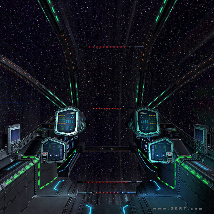 3DRT - Sci-Fi Spacecraft Cockpit 3 Low-poly 3D model_2