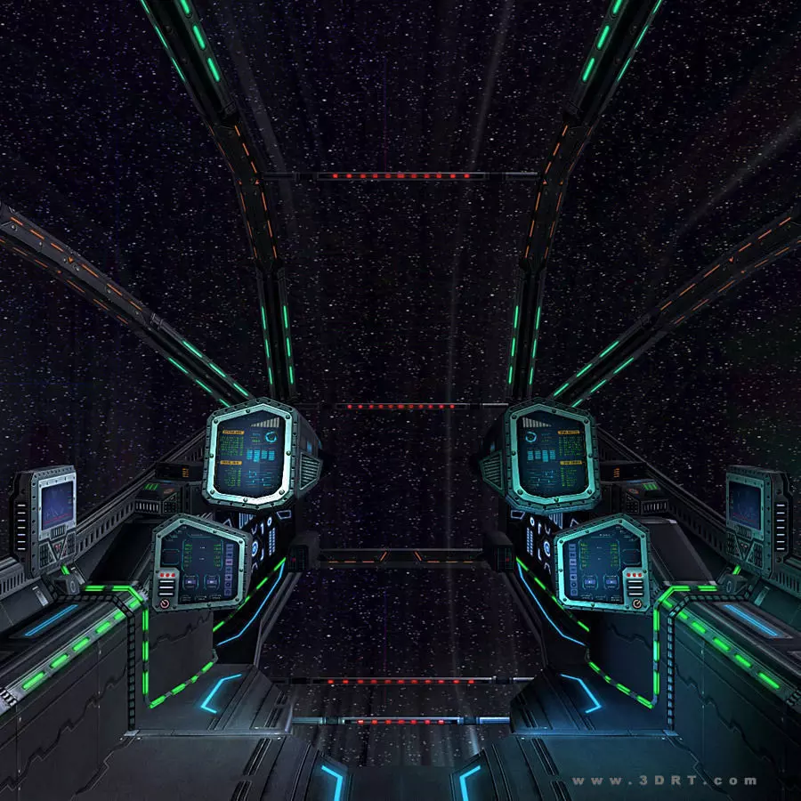 3DRT - Sci-Fi Spacecraft Cockpit 3 Low-poly 3D model_0