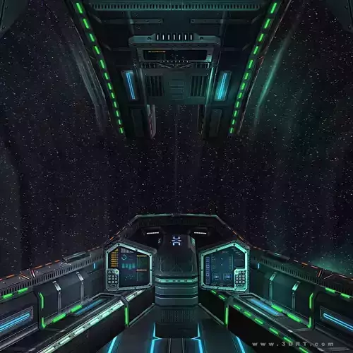 3DRT Sci-FI Spaceship Cockpit 4 Low-poly 3D model