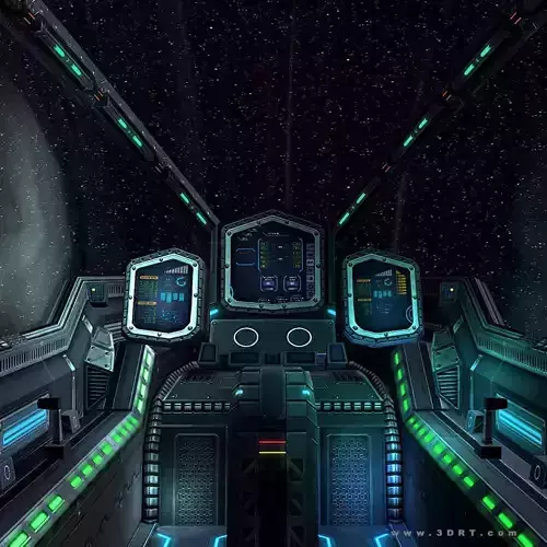 3DRT - Sci-Fi Spaceship Cockpit 2   Low-poly 3D model