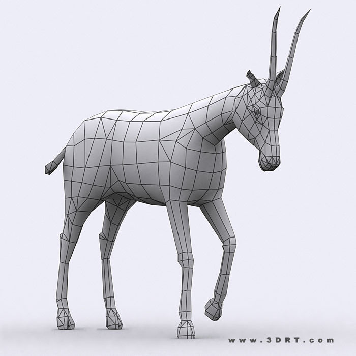 3DRT - Gazelle Low-poly 3D model_2