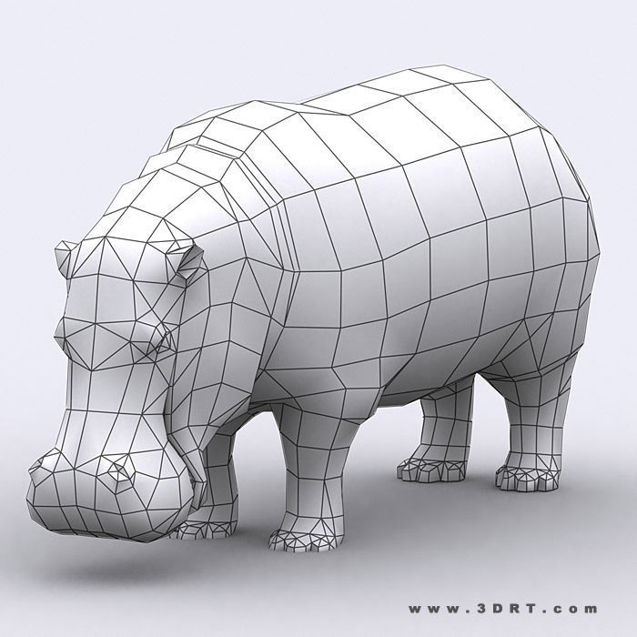 3DRT - Hippopotamus Low-poly 3D model_2