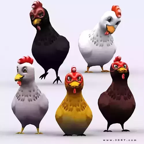 3DRT - Chibii Chicken Low-poly 3D model