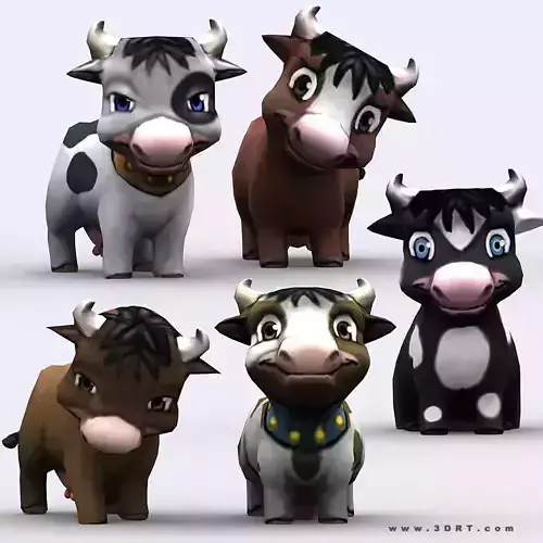 3DRT - Chibii Cow Low-poly 3D model