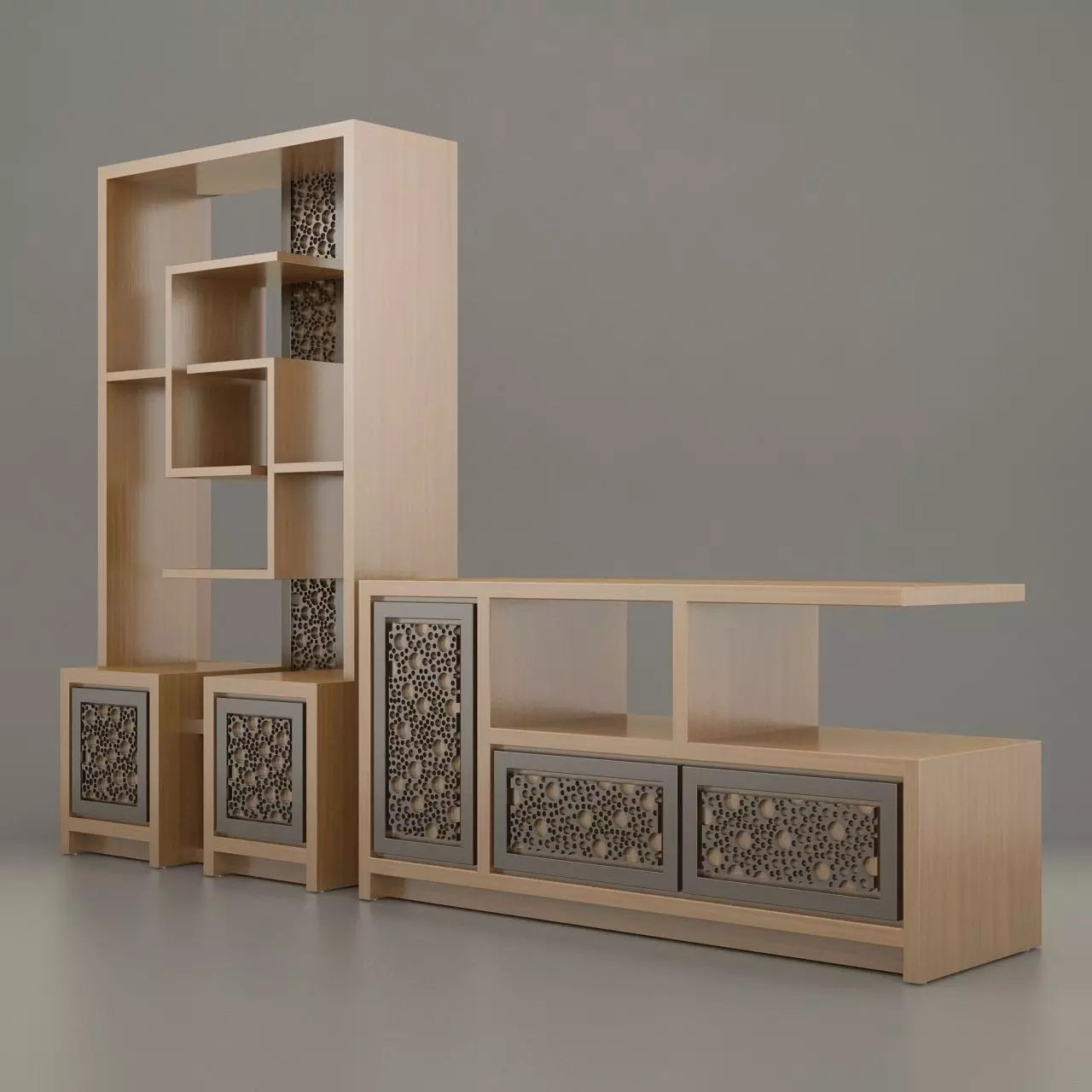 furniture set of with shelves and drawers Free 3D model