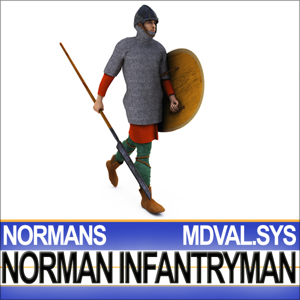 Medieval Norman Infantryman Props Poser Daz 3D model_2