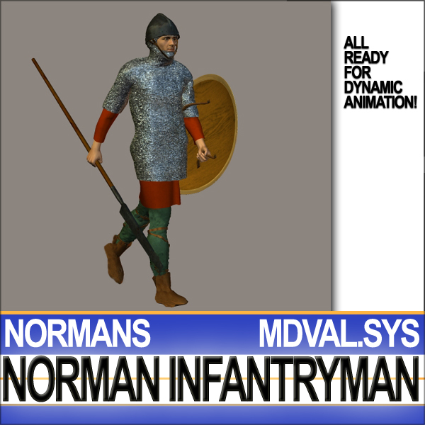 Medieval Norman Infantryman Props Poser Daz 3D model_22