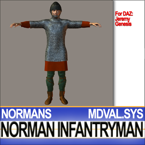 Medieval Norman Infantryman Props Poser Daz 3D model_20