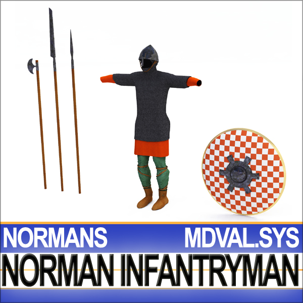 Medieval Norman Infantryman Props Poser Daz 3D model_6