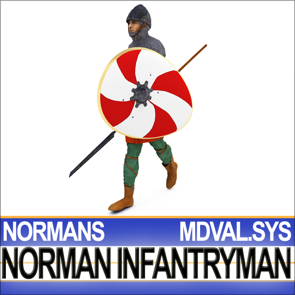 Medieval Norman Infantryman Props Poser Daz 3D model_1