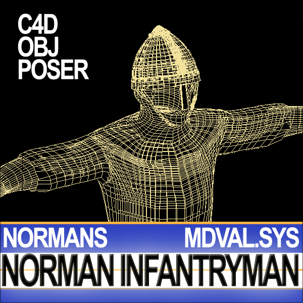 Medieval Norman Infantryman Props Poser Daz 3D model_24