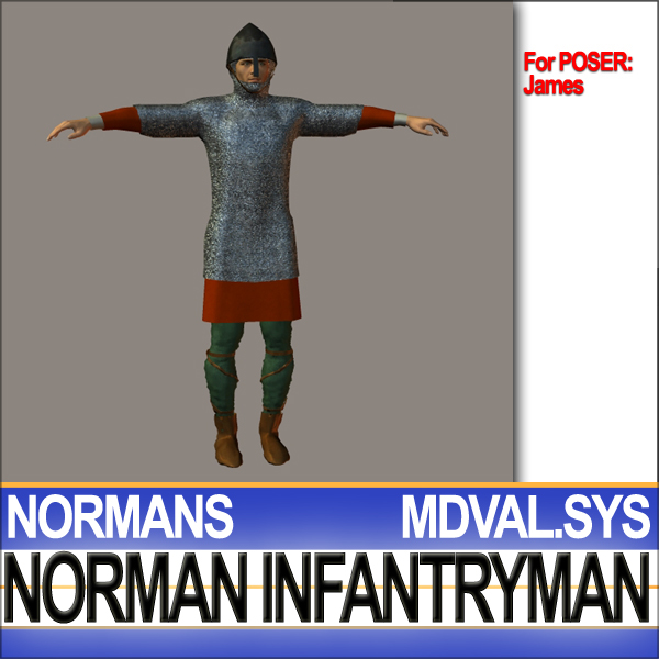 Medieval Norman Infantryman Props Poser Daz 3D model_21