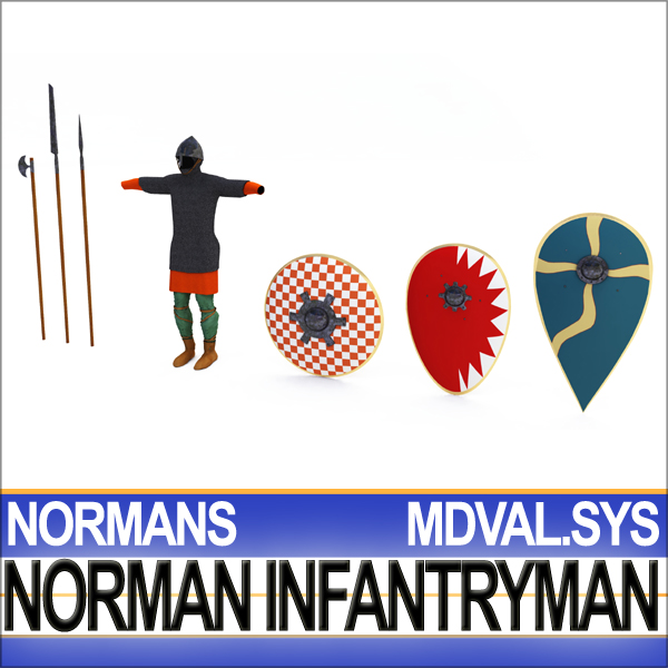 Medieval Norman Infantryman Props Poser Daz 3D model_5