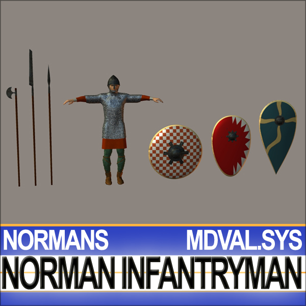 Medieval Norman Infantryman Props Poser Daz 3D model_17