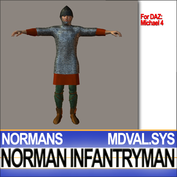 Medieval Norman Infantryman Props Poser Daz 3D model_18