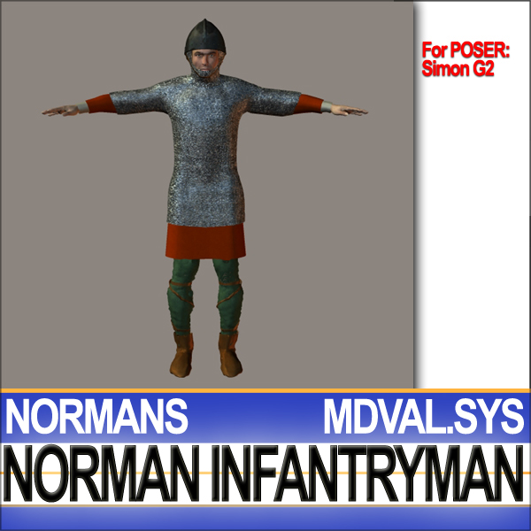 Medieval Norman Infantryman Props Poser Daz 3D model_19