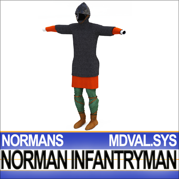 Medieval Norman Infantryman Props Poser Daz 3D model_9