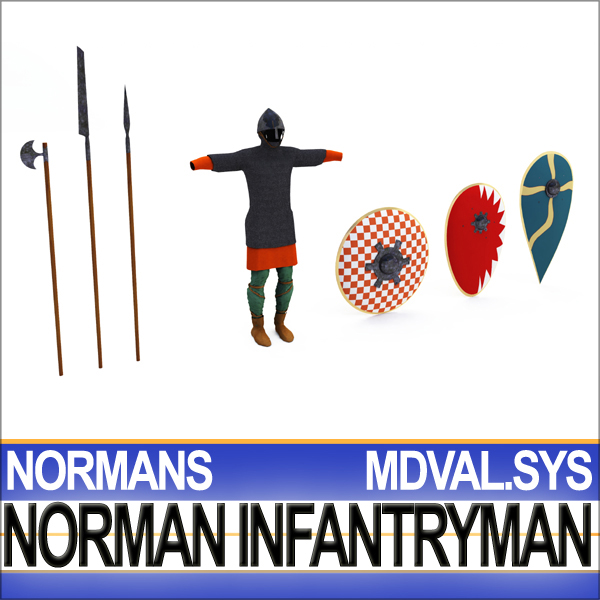 Medieval Norman Infantryman Props Poser Daz 3D model_8