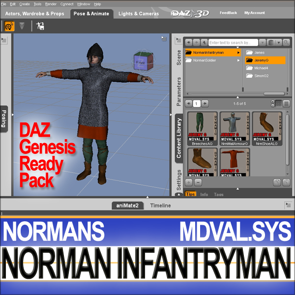 Medieval Norman Infantryman Props Poser Daz 3D model_23