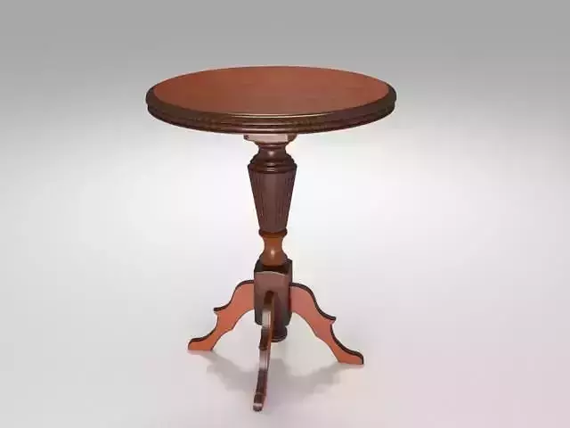 Table round with wooden base 3D print model