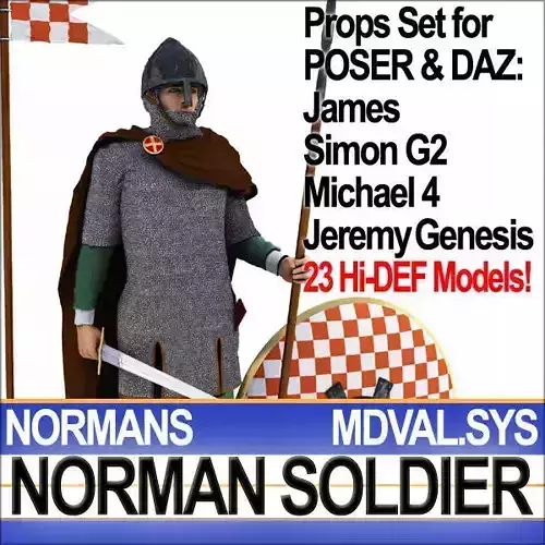 Medieval Norman Soldier Props Poser Daz 3D model