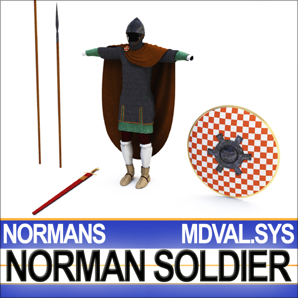 Medieval Norman Soldier Props Poser Daz 3D model_3