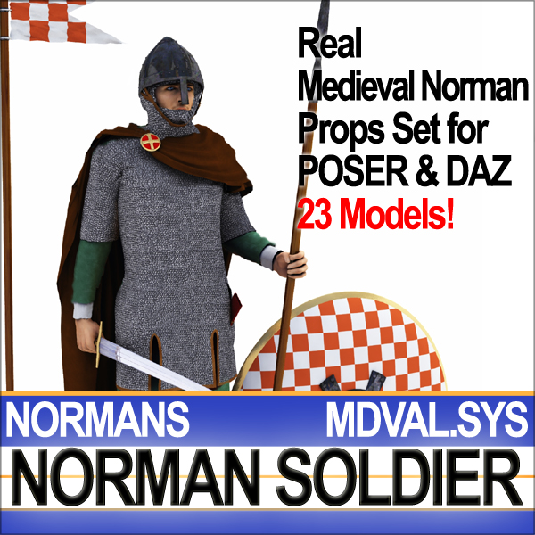Medieval Norman Soldier Props Poser Daz 3D model_20