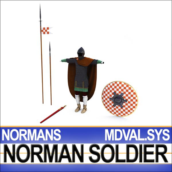 Medieval Norman Soldier Props Poser Daz 3D model_4