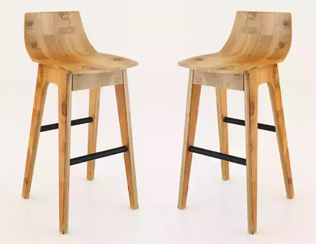 wooden bar stool 3D model