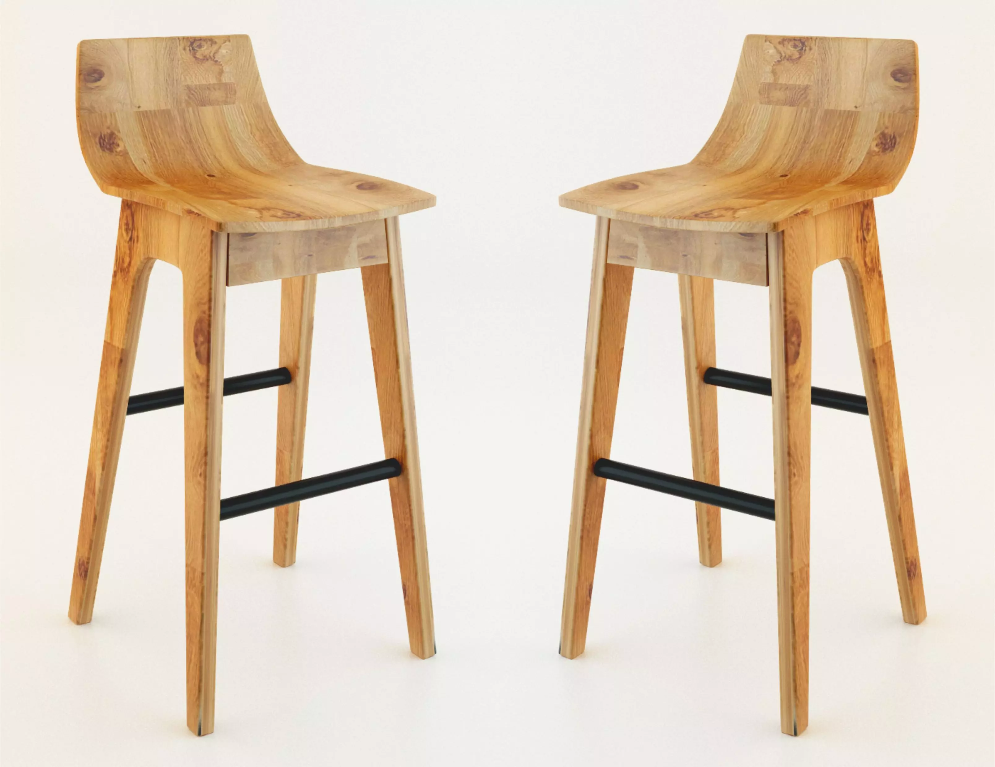 wooden bar stool 3D model_0