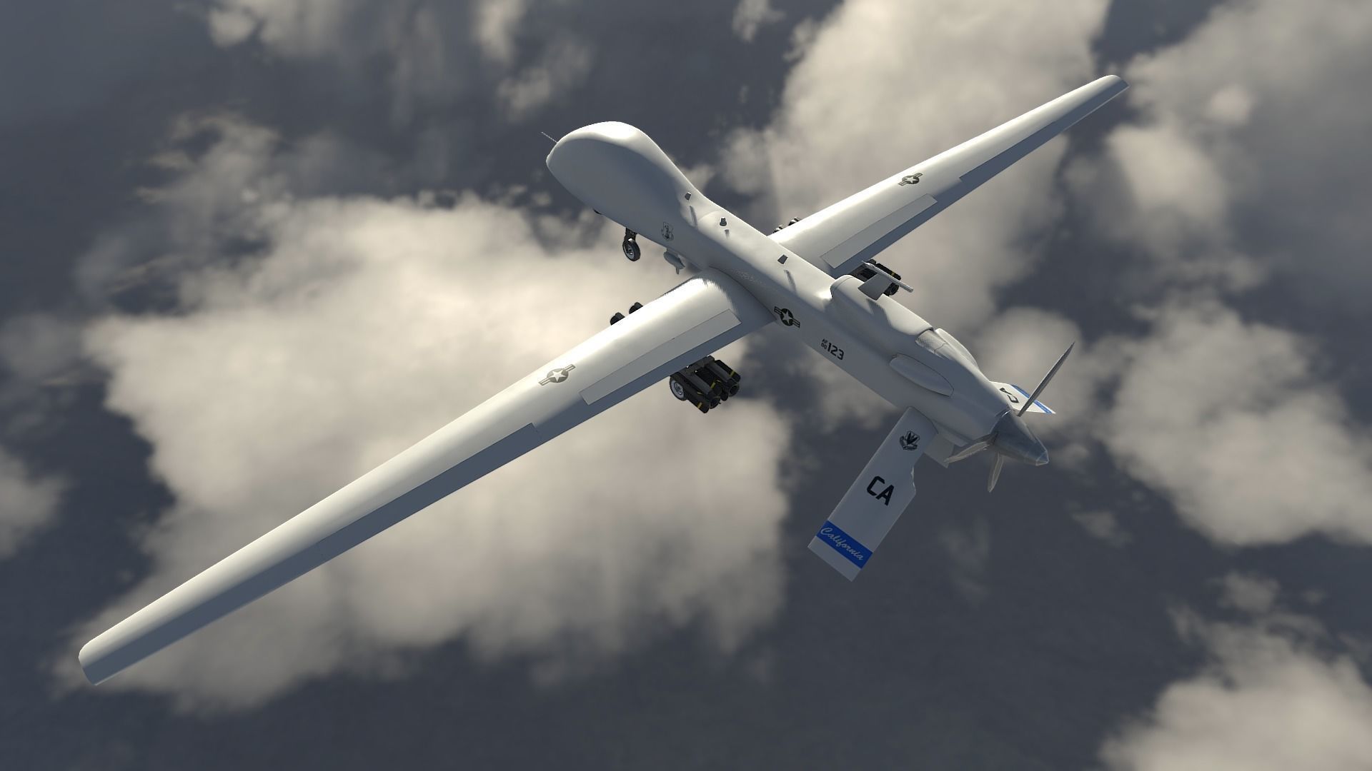 MQ-1C Sky Warrior Drone Low-poly 3D model_2