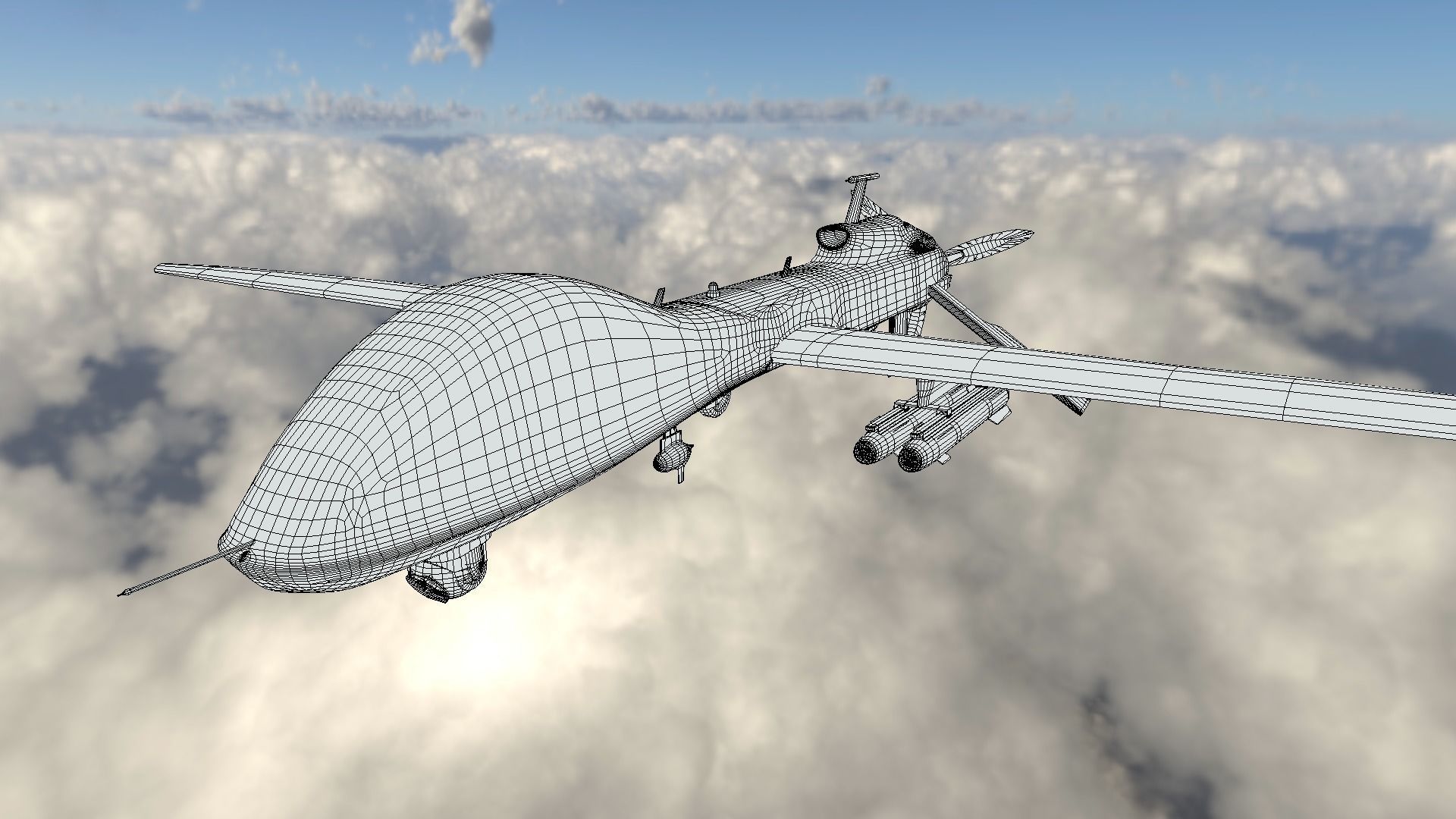 MQ-1C Sky Warrior Drone Low-poly 3D model_6