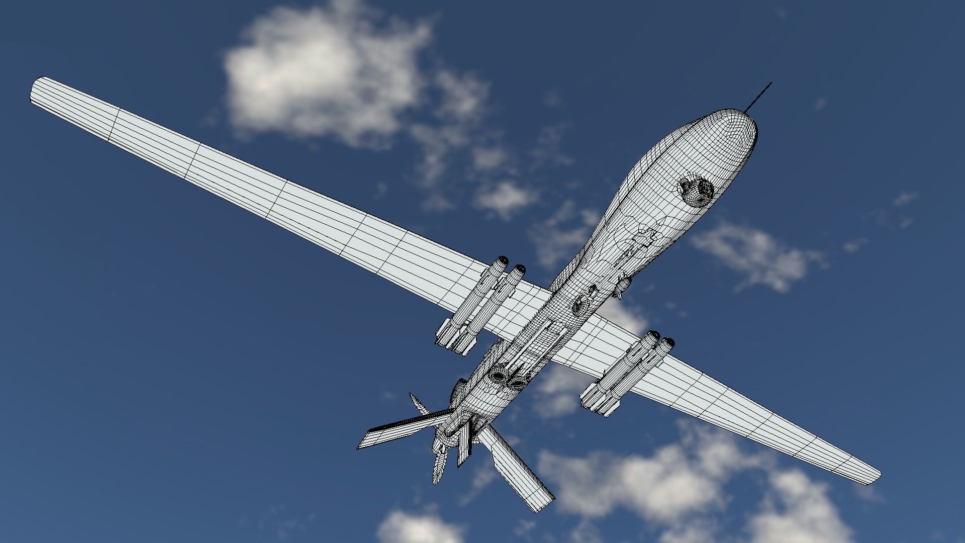 MQ-1C Sky Warrior Drone Low-poly 3D model_7