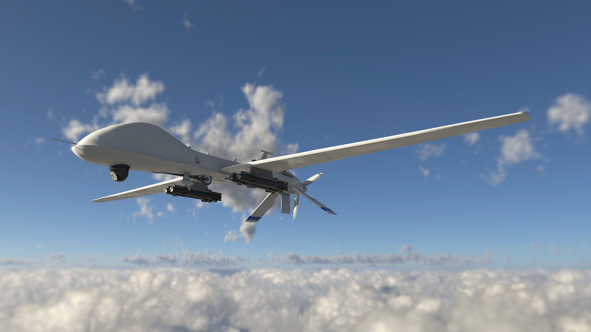 MQ-1C Sky Warrior Drone Low-poly 3D model_4