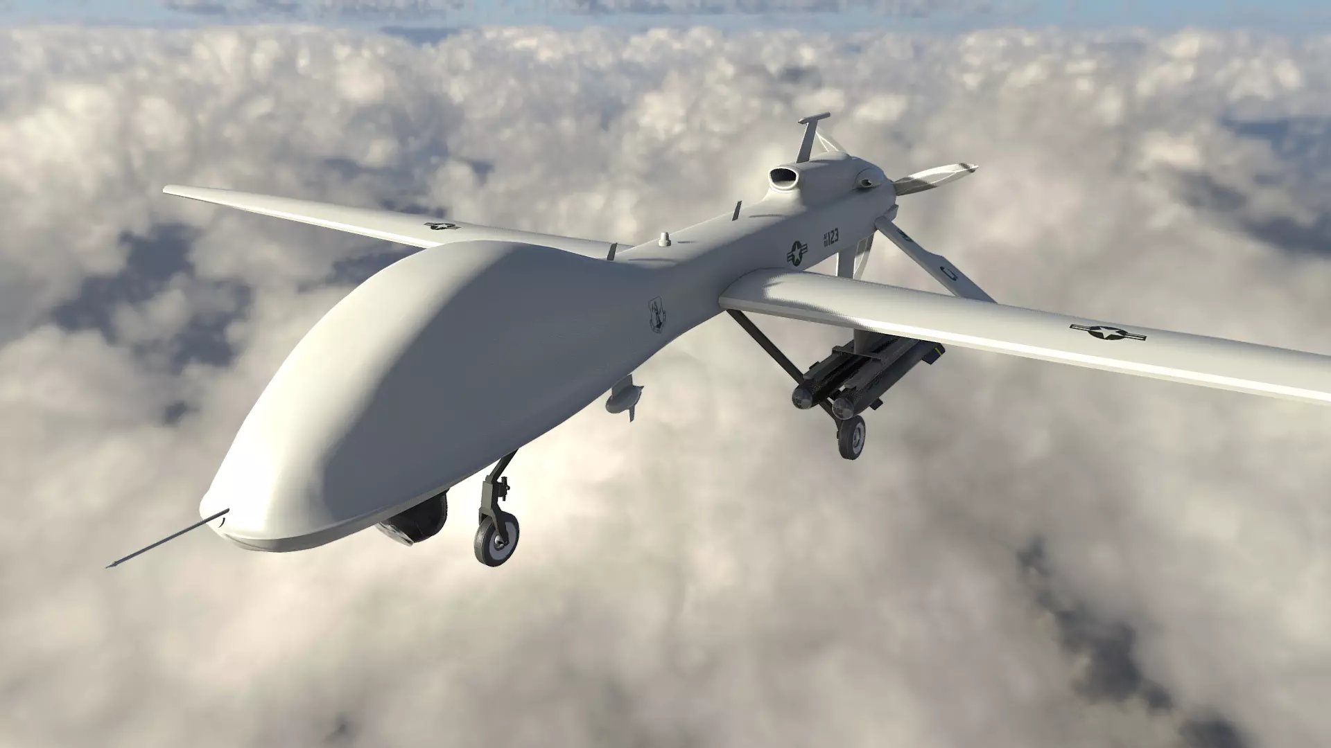 MQ-1C Sky Warrior Drone Low-poly 3D model_0
