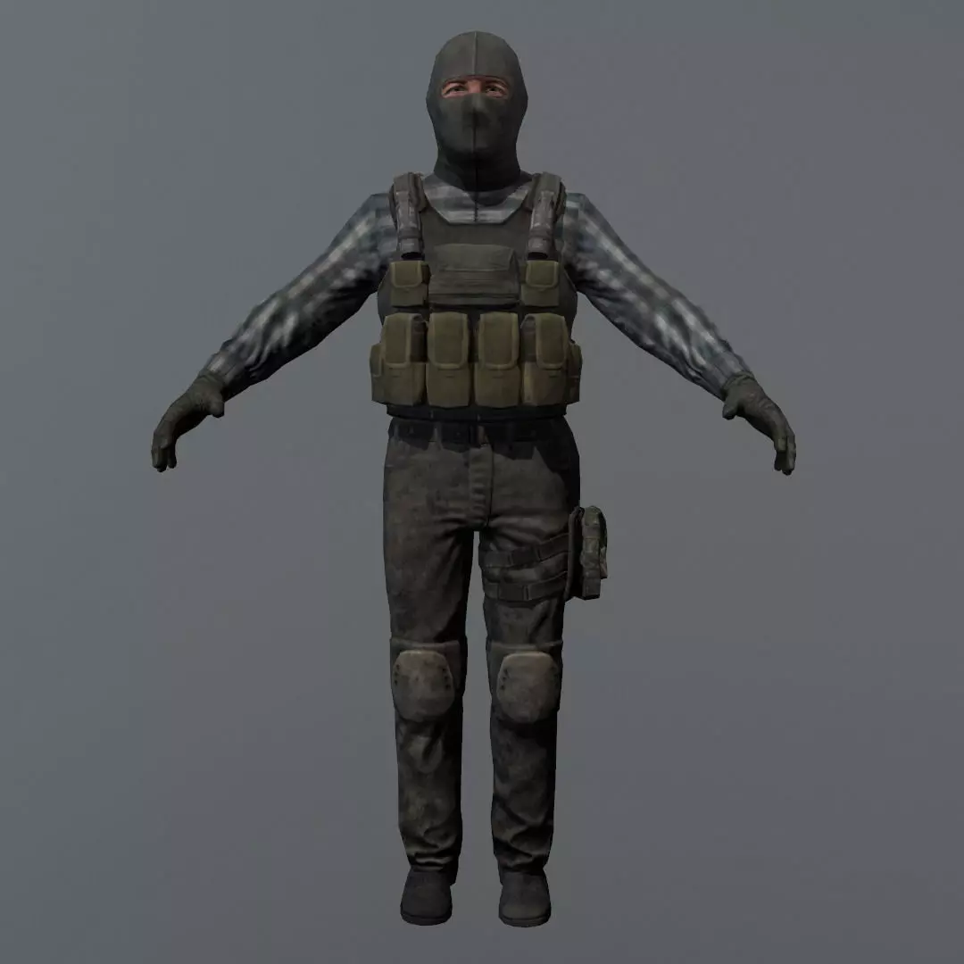 Terrorist Rigged Game Ready Model Low-poly 3D model
