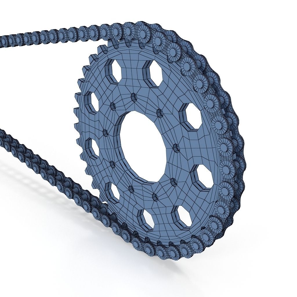 Motorcycle Bike Chain System Riged 3D model_1
