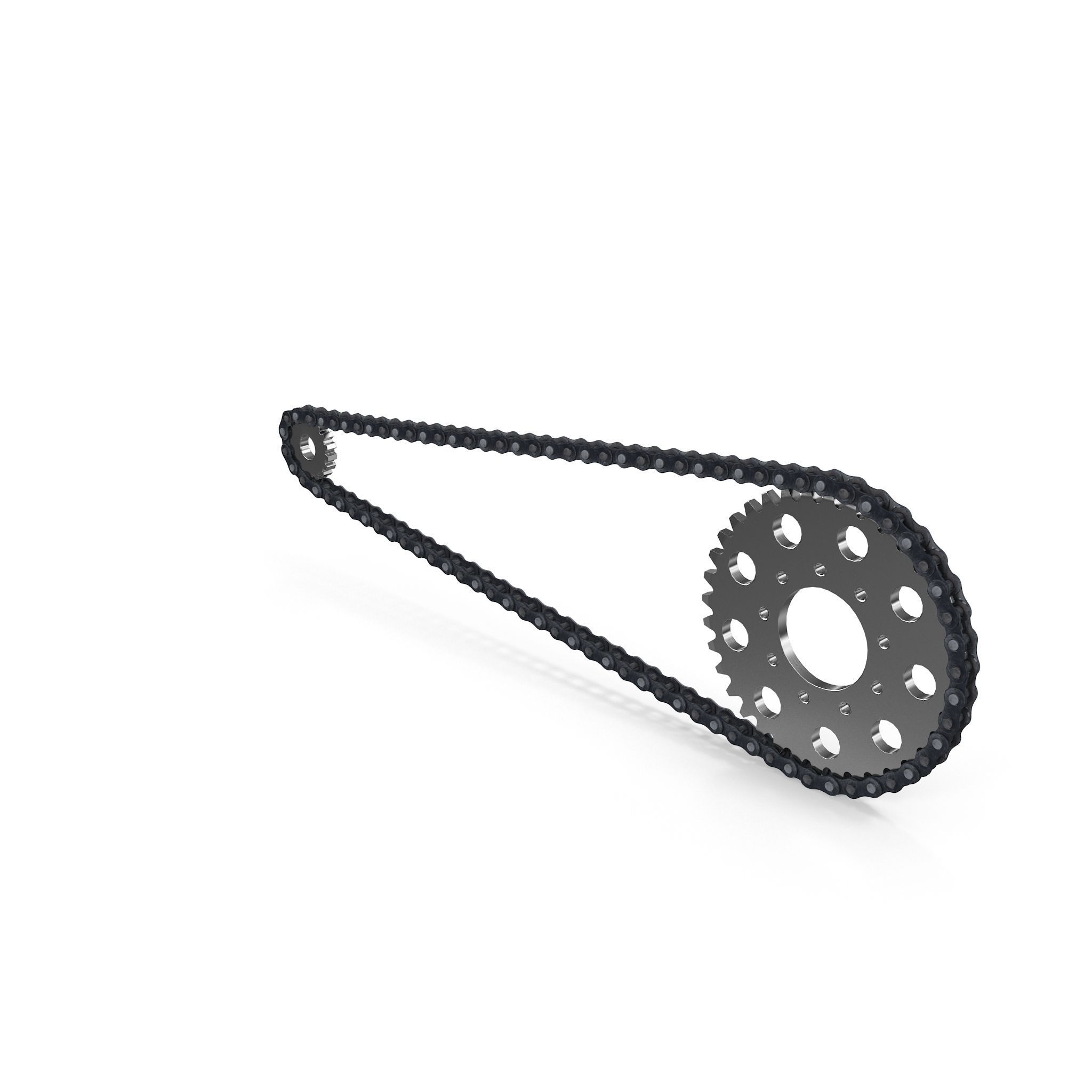 Motorcycle Bike Chain System Riged 3D model_7