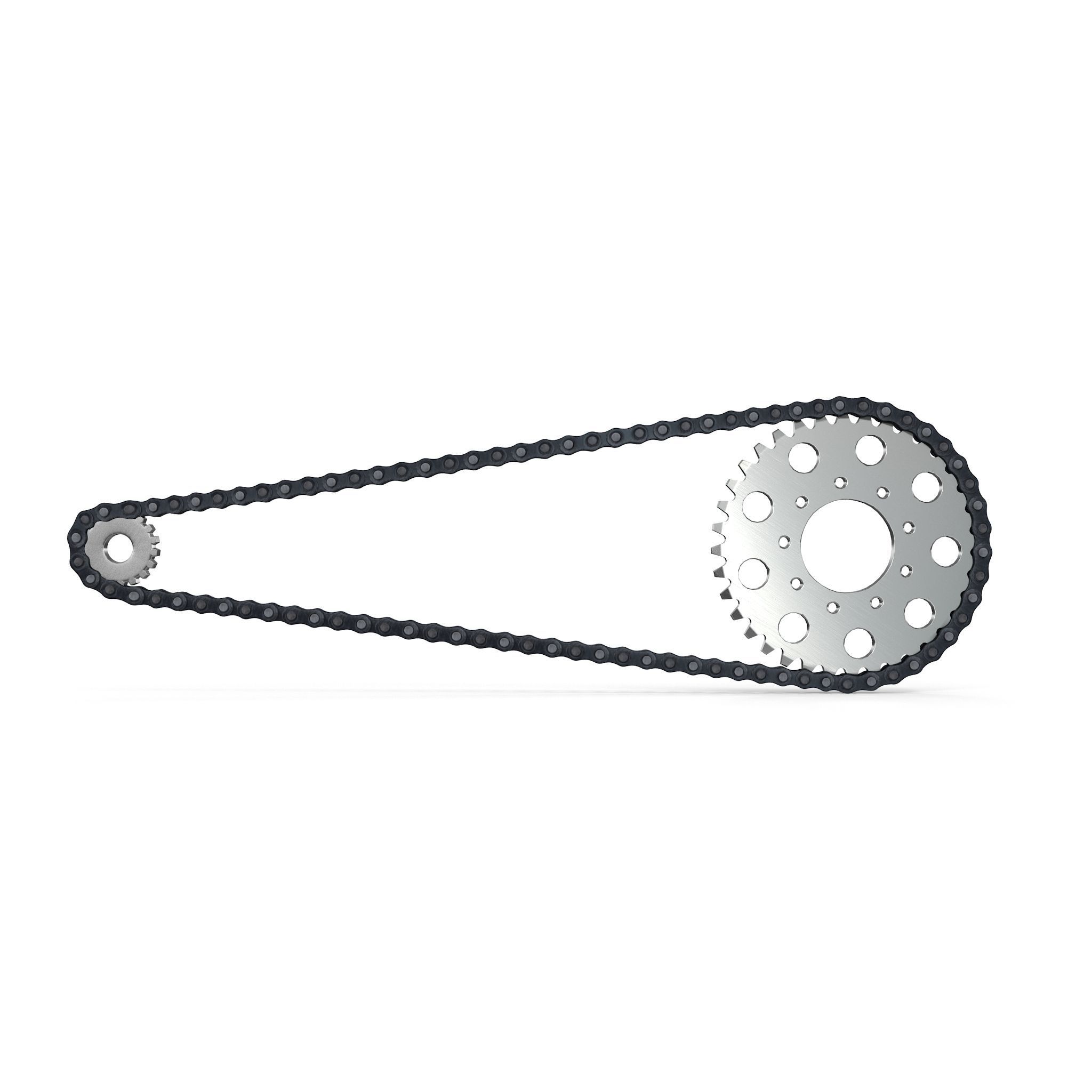 Motorcycle Bike Chain System Riged 3D model_10