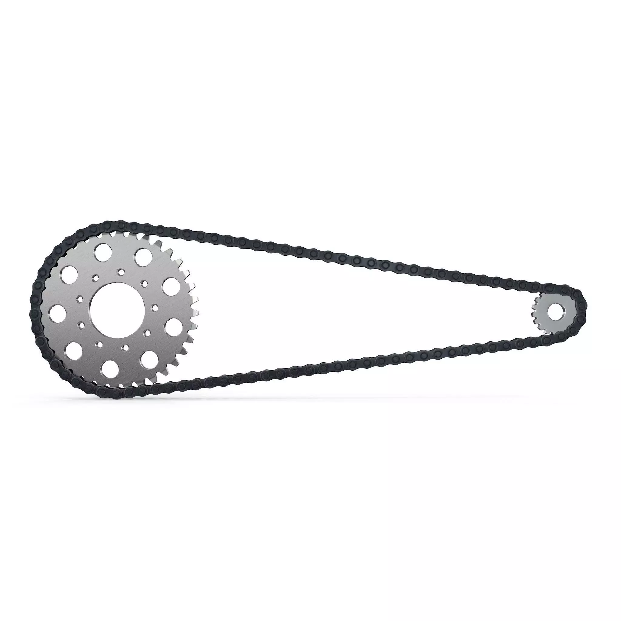 Motorcycle Bike Chain System Riged 3D model_0