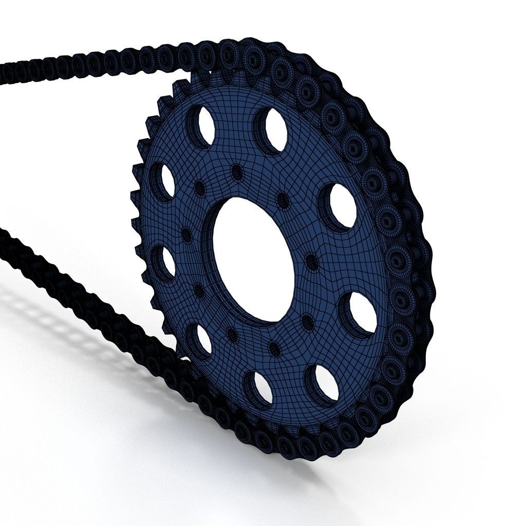 Motorcycle Bike Chain System Riged 3D model_2